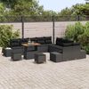 vidaXL Conjunto de sof&aacute;s de jard&iacute;n con coj&iacute;n 13 pcs Negro Polirat&aacute;n