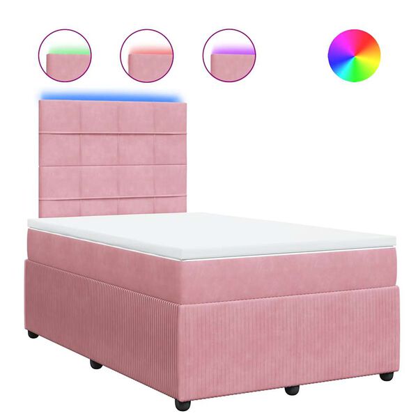 vidaXL Cama box spring con colch&oacute;n terciopelo rosa 120x200 cm