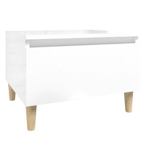 vidaXL Mesa auxiliar de madera contrachapada blanco brillo 50x46x35 cm