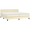 vidaXL Cama box spring colch&oacute;n y LED cuero sint&eacute;tico crema 200x200 cm
