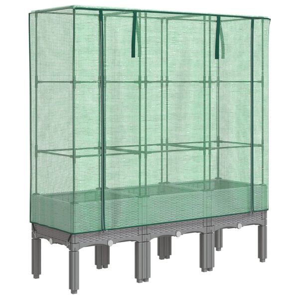 vidaXL Arriate con cubierta invernadero aspecto rat&aacute;n 120x40x140 cm