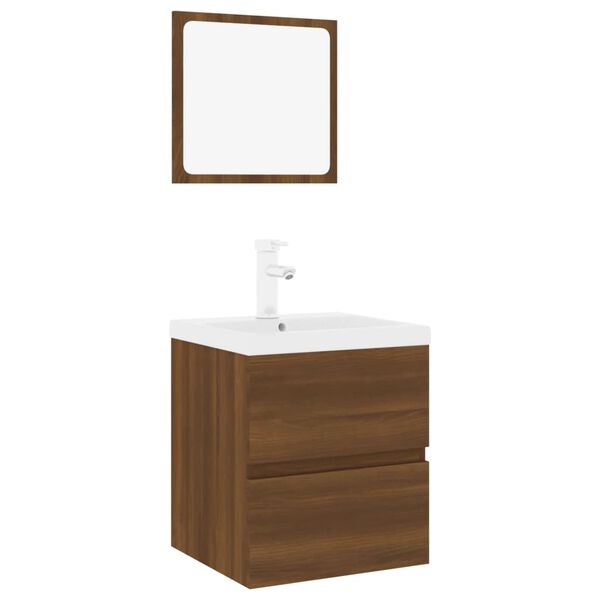 vidaXL Set de muebles de ba&ntilde;o madera contrachapada marr&oacute;n roble