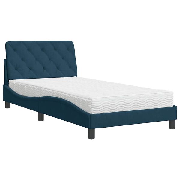 vidaXL Cama con colch&oacute;n terciopelo azul 100x200 cm
