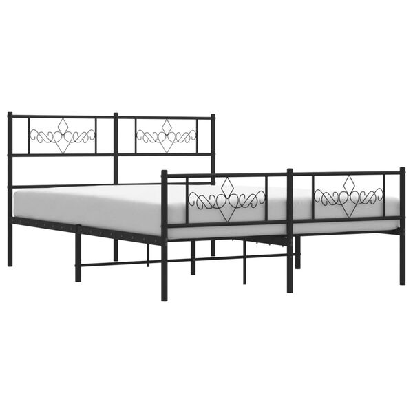 vidaXL Estructura cama sin colch&oacute;n con estribo metal negro 140x190 cm