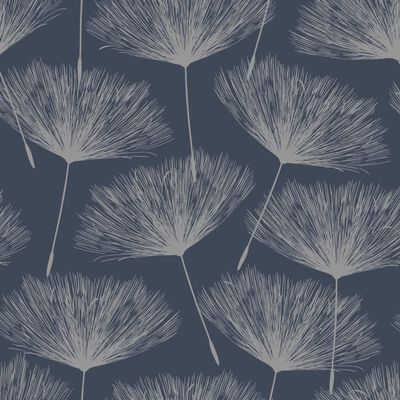 DUTCH WALLCOVERINGS Papel pintado Fleur azul marino y gris