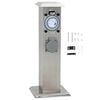 Columna de acero inoxidable con enchufe y temporizador para el jardín