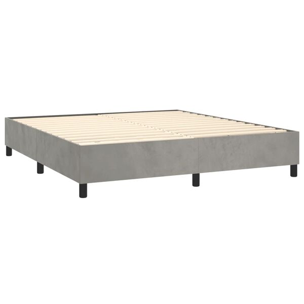 vidaXL Cama box spring con colch&oacute;n terciopelo gris claro 180x200 cm