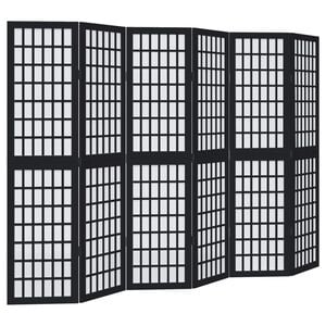 vidaXL Biombo separador de 6 paneles madera maciza Paulownia negro