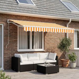 vidaXL Tela de cenefa de toldo de repuesto rayas amarillo&blanco 300cm
