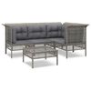vidaXL Set de muebles de jard&iacute;n 5 pzas y cojines rat&aacute;n sint&eacute;tico gris