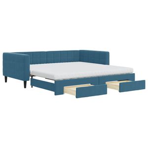vidaXL Sof&aacute; cama nido con cajones terciopelo azul 100x200 cm