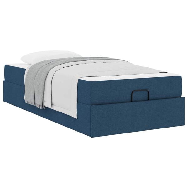 vidaXL Estructura de cama con colch&oacute;n con colch&oacute;n 2 pcs Azul tela