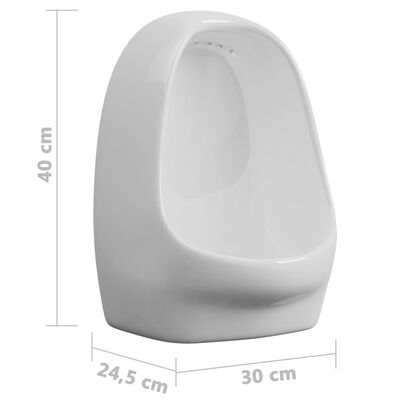 vidaXL Urinario de pared con válvula de descarga cerámica blanco