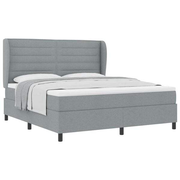vidaXL Cama tipo Box Spring con colch&oacute;n Gris claro 180 x 200 cm tela