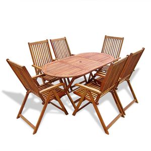 vidaXL Set de comedor de jard&iacute;n 7 piezas madera maciza de acacia
