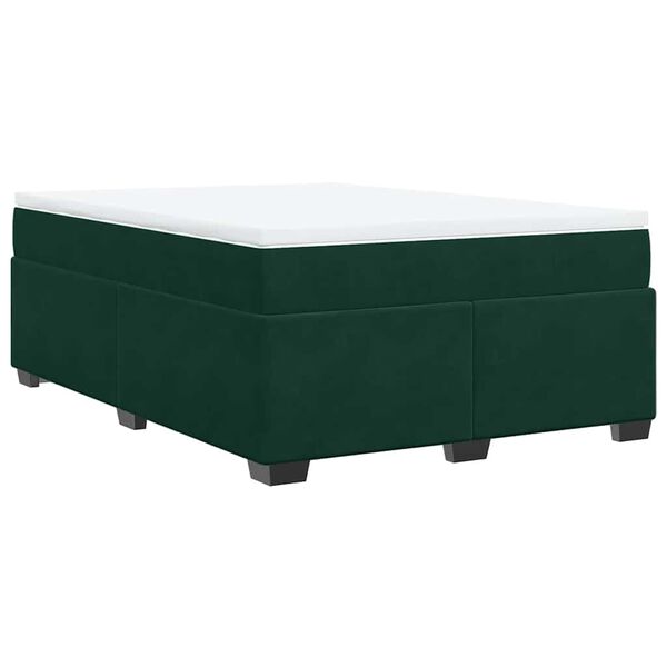 vidaXL Cama box spring con colch&oacute;n terciopelo verde oscuro 140x190 cm