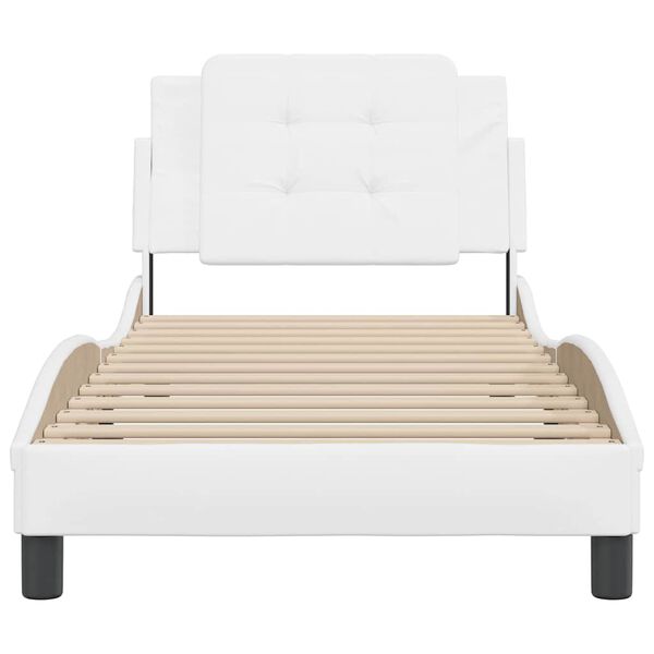 vidaXL Estructura de cama sin colch&oacute;n Zadar cuero sint&eacute;tico blanco 90x190 cm