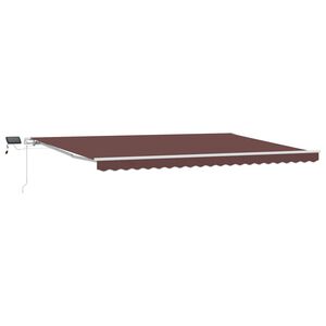 vidaXL Toldo retr&aacute;ctil manual con luces LED marr&oacute;n 500x300 cm