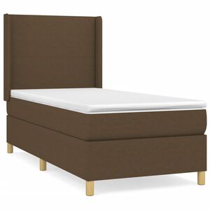 vidaXL Cama box spring con colch&oacute;n tela marr&oacute;n oscuro 90x190 cm