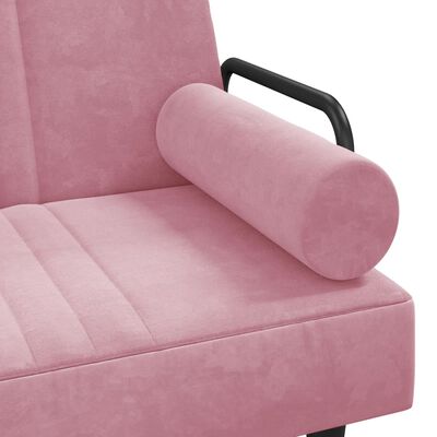 vidaXL Sofá cama con reposabrazos terciopelo rosa