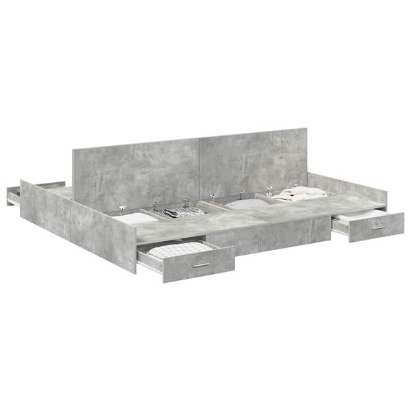 vidaXL Cama con almacenamiento con cabecera Gris Concreto 180 x 200 cm