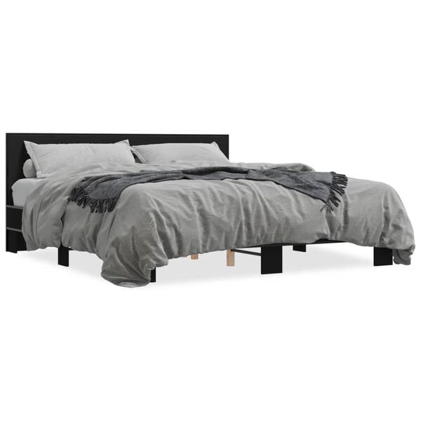 vidaXL Estructura de cama madera de ingenier&iacute;a y metal negro 200x200cm