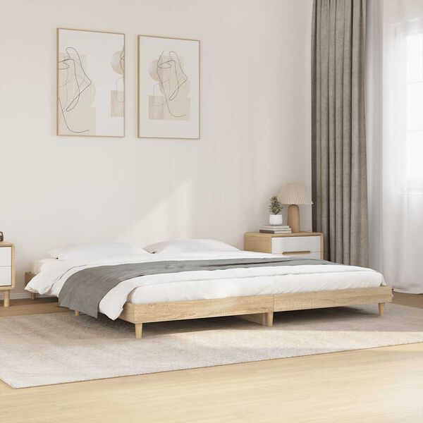 vidaXL Estructura de cama sin colch&oacute;n roble Sonoma 180x200 cm