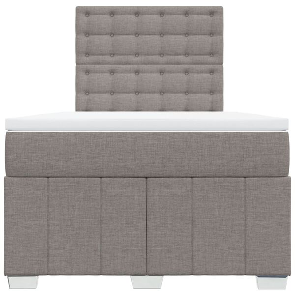 vidaXL Cama box spring con colch&oacute;n tela gris taupe 120x190 cm