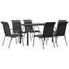 vidaXL Juego de comedor para jard&iacute;n 7 piezas acero y textilene negro