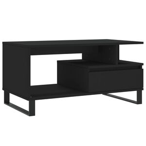 vidaXL Mesa de centro madera contrachapada negro 90x49x45 cm