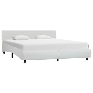 vidaXL Estructura de cama con LED cuero sint&eacute;tico blanco 160x200 cm