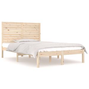 vidaXL Estructura de cama de matrimonio madera maciza 135x190 cm