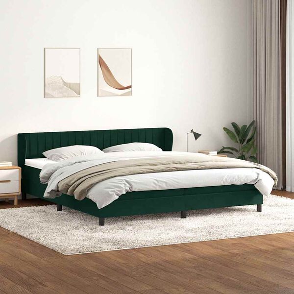 vidaXL Cama box spring con colchones terciopelo verde oscuro 180x210cm