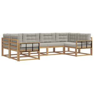 vidaXL Conjunto de sof&aacute;s de exterior 6 pcs Blanco y Gris Claro