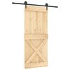 vidaXL Puerta Corredera Natural y negro 90 x 210 cm
