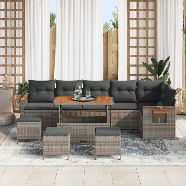 vidaXL Conjunto de sof&aacute;s de jard&iacute;n 12 pcs Gris rat&aacute;n sint&eacute;tico
