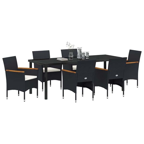 vidaXL Conjunto de Comedor de Jard&iacute;n 7 pcs Negro rat&aacute;n sint&eacute;tico