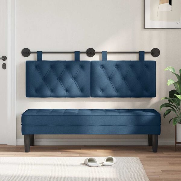 vidaXL Cabecera Colgante Montaje en la pared Azul 130 x 55 x 7 cm tela