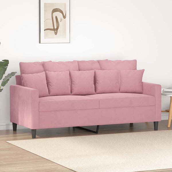 vidaXL Sof&aacute; de 2 plazas terciopelo rosa 140 cm