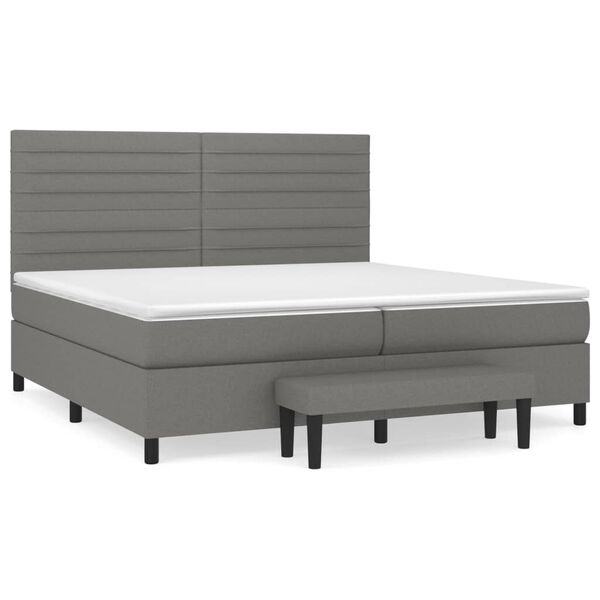 vidaXL Cama box spring con colch&oacute;n tela gris oscuro 200x200 cm