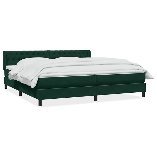 vidaXL Cama box spring con colch&oacute;n terciopelo verde oscuro 200x210 cm