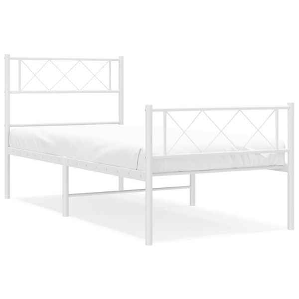 vidaXL Estructura cama sin colchón con estribo metal blanco 107x203 cm