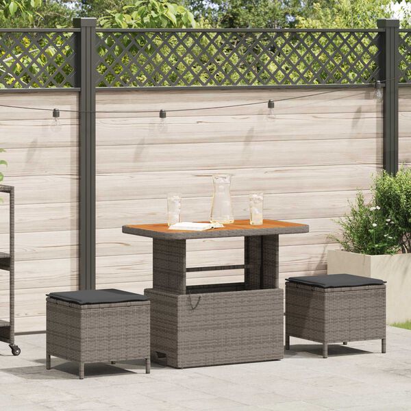 vidaXL Conjunto de Comedor de Jardín Gris ratán sintético
