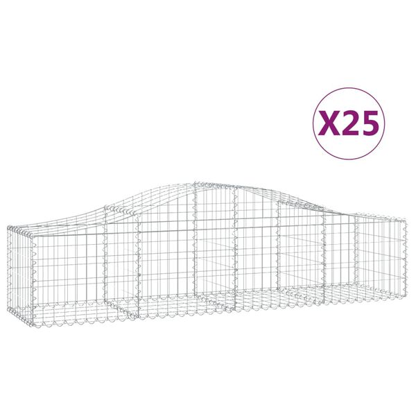 vidaXL Cestas de gaviones 25 uds forma de arco hierro 200x50x40/60 cm