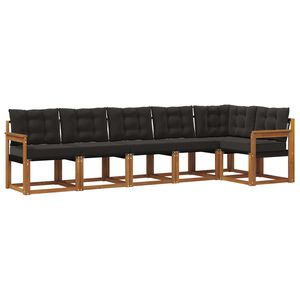 vidaXL Conjunto de sof&aacute;s de exterior con coj&iacute;n 6 pcs Natural y negro