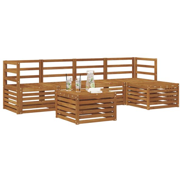 vidaXL Juegos de sof&aacute;s 6 pcs Natural Madera de Acacia S&oacute;lida