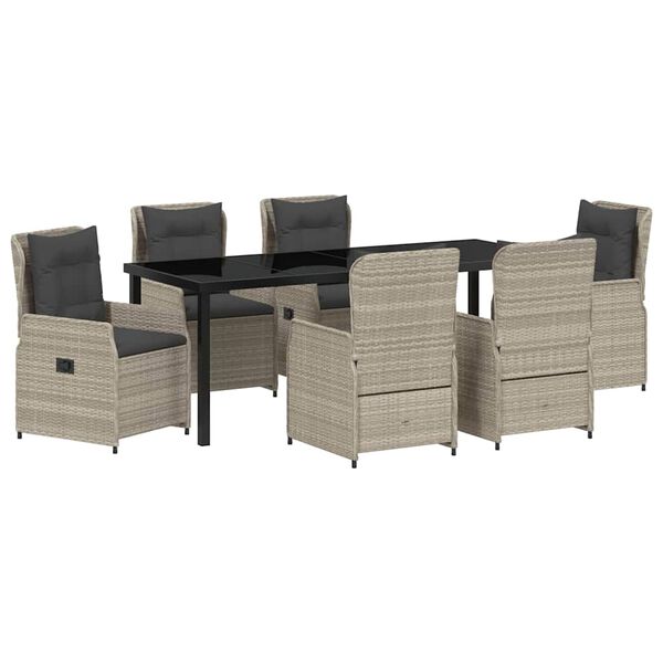 vidaXL Conjunto de Comedor de Jard&iacute;n 7 pcs Gris Claro rat&aacute;n sint&eacute;tico