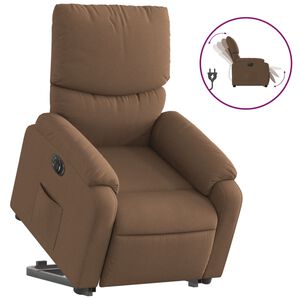 vidaXL Sill&oacute;n el&eacute;ctrico reclinable elevable de tela marr&oacute;n