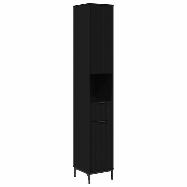 vidaXL Gabinete de Ba&ntilde;o con caj&oacute;n con puerta Negro 31,5 x 33 x 190 cm