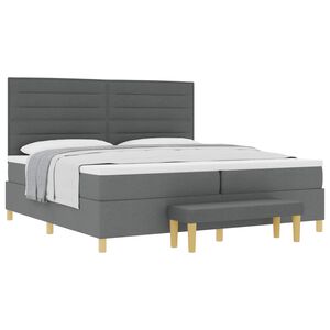 vidaXL Cama tipo Box Spring con colch&oacute;n Gris oscuro 200 x 200 cm tela